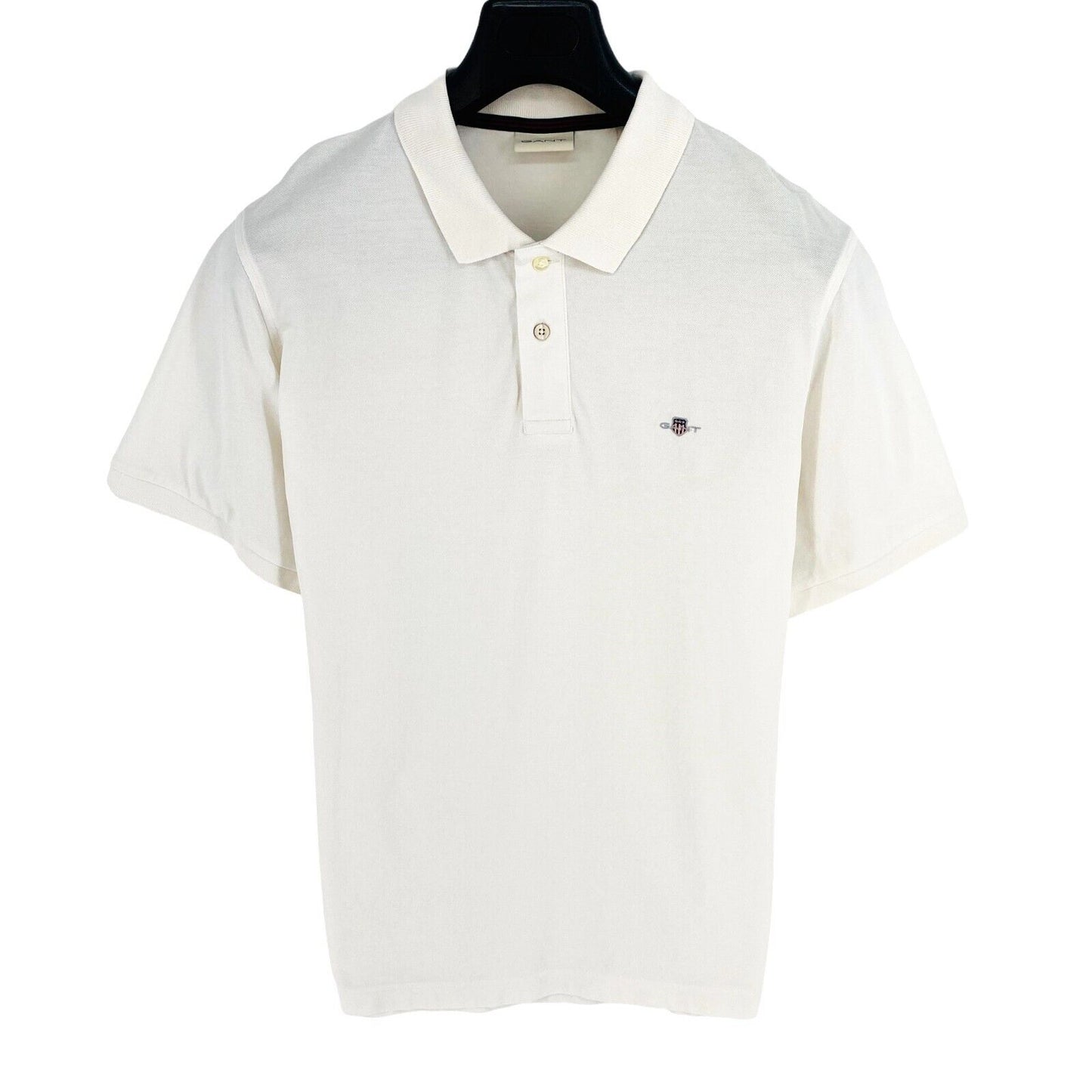 GANT Men White Reg Shield Pique Short Sleeves Polo Shirt Size XL