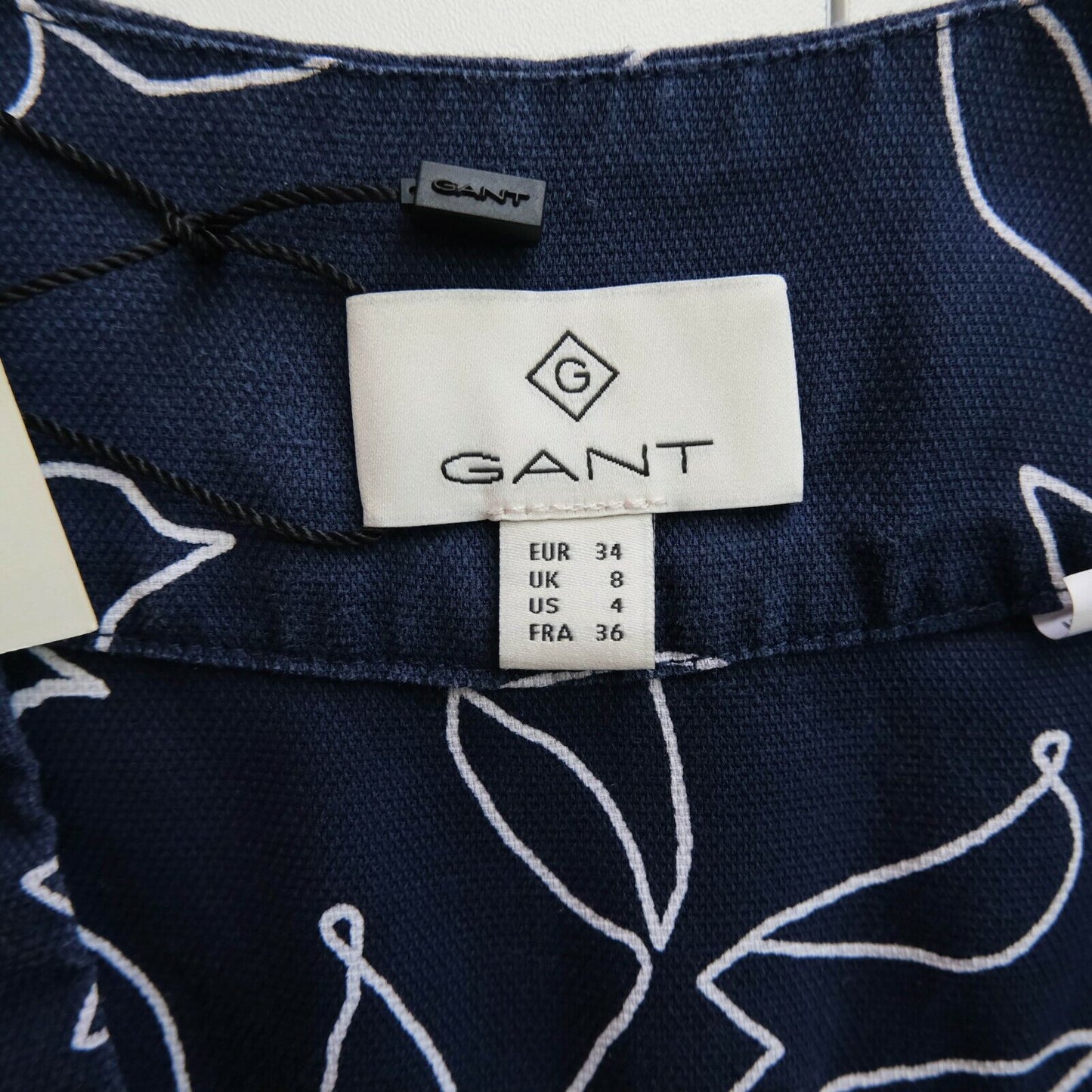 GANT Bluse mit V-Ausschnitt und Tauben-Print, Blau, Größe EU 34 UK 8 US 4