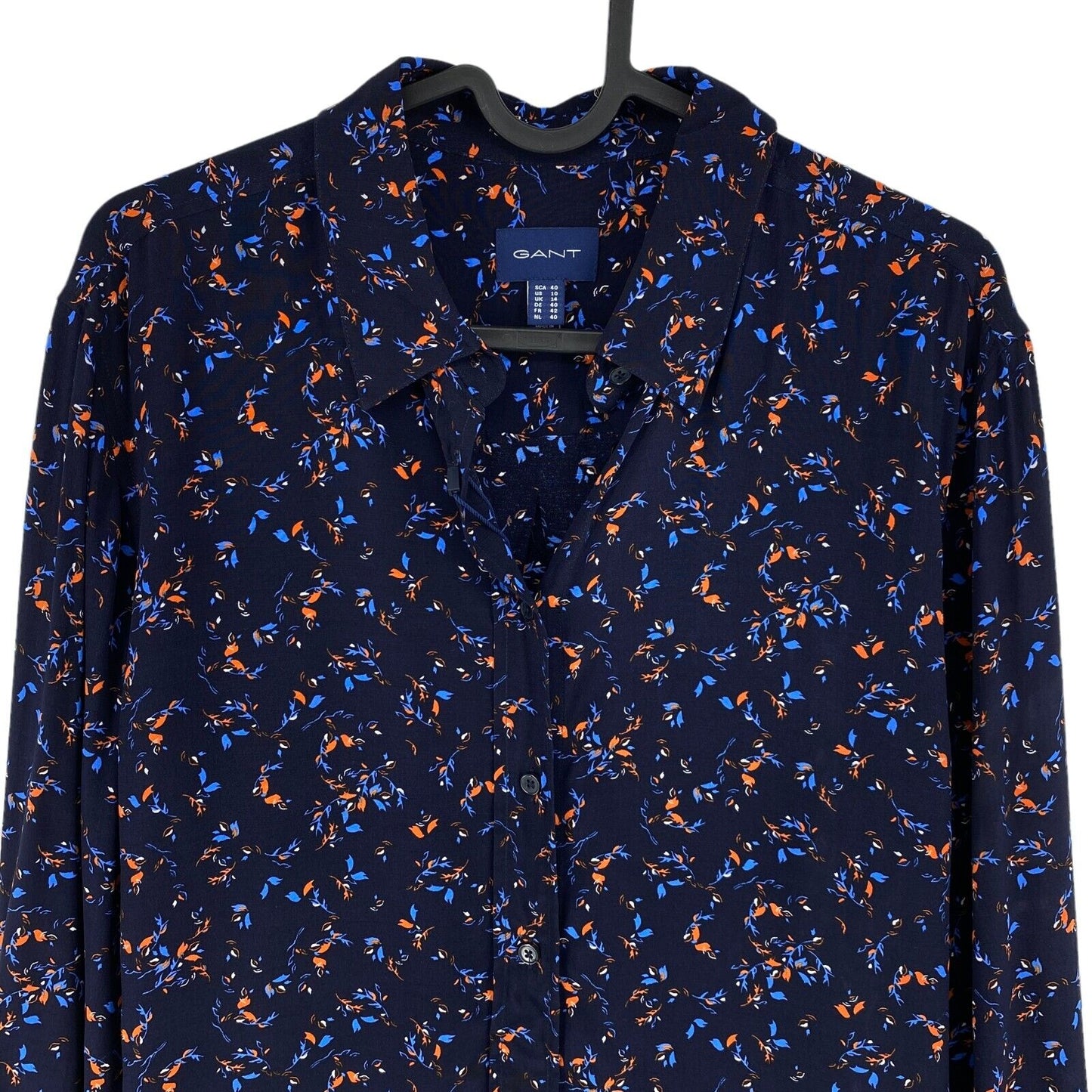 GANT Navy Blue Multi Floral Shirt Size EU 40 UK 14 US 10