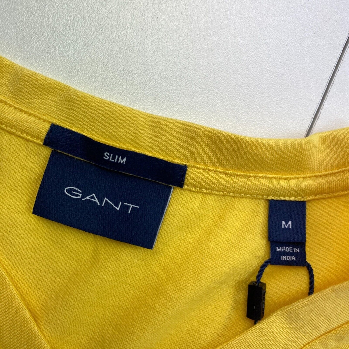 GANT Yellow Original Slim Fit V Neck T Shirt Size L