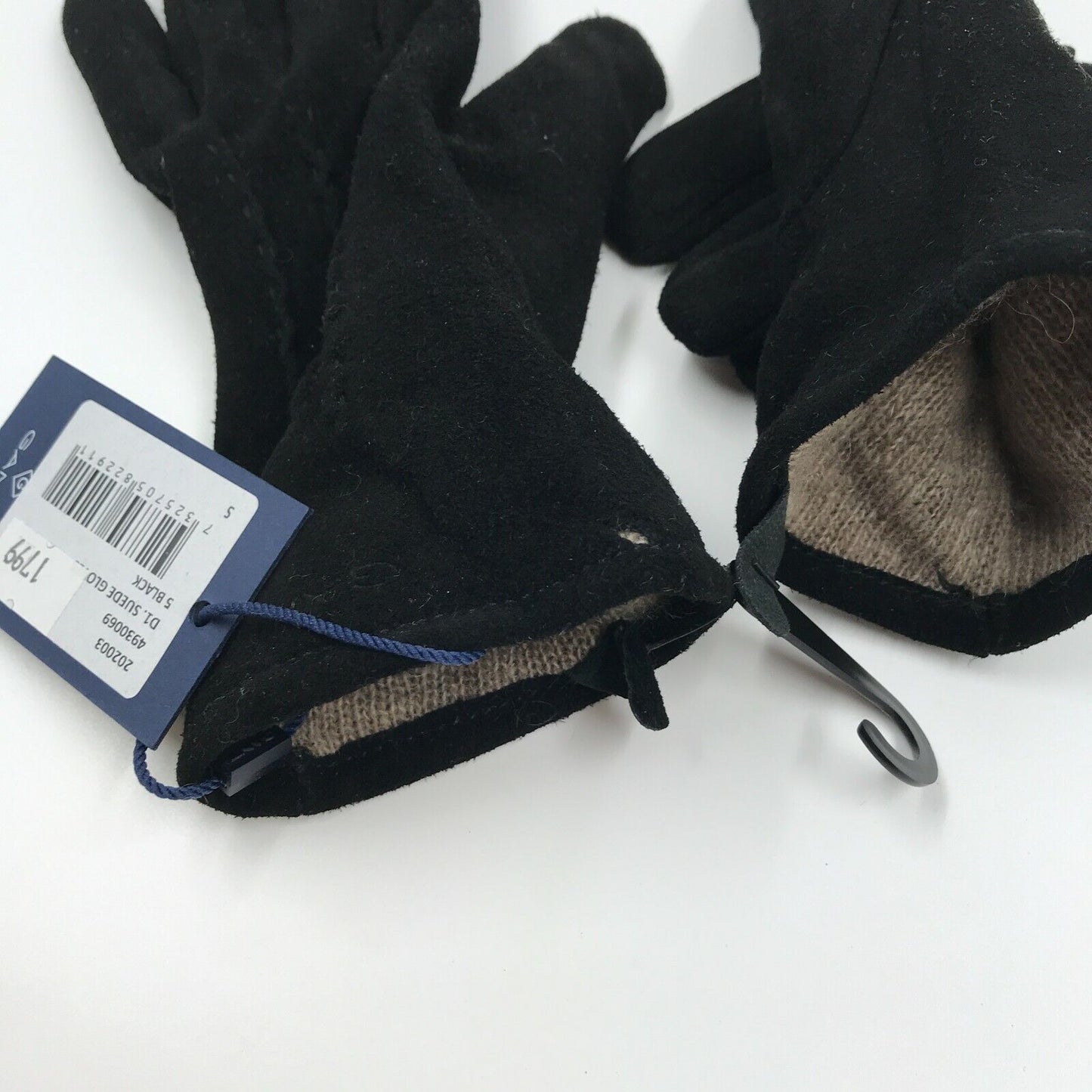 GANT Black 100% Suede Leather and Wool Women's Gloves Size S