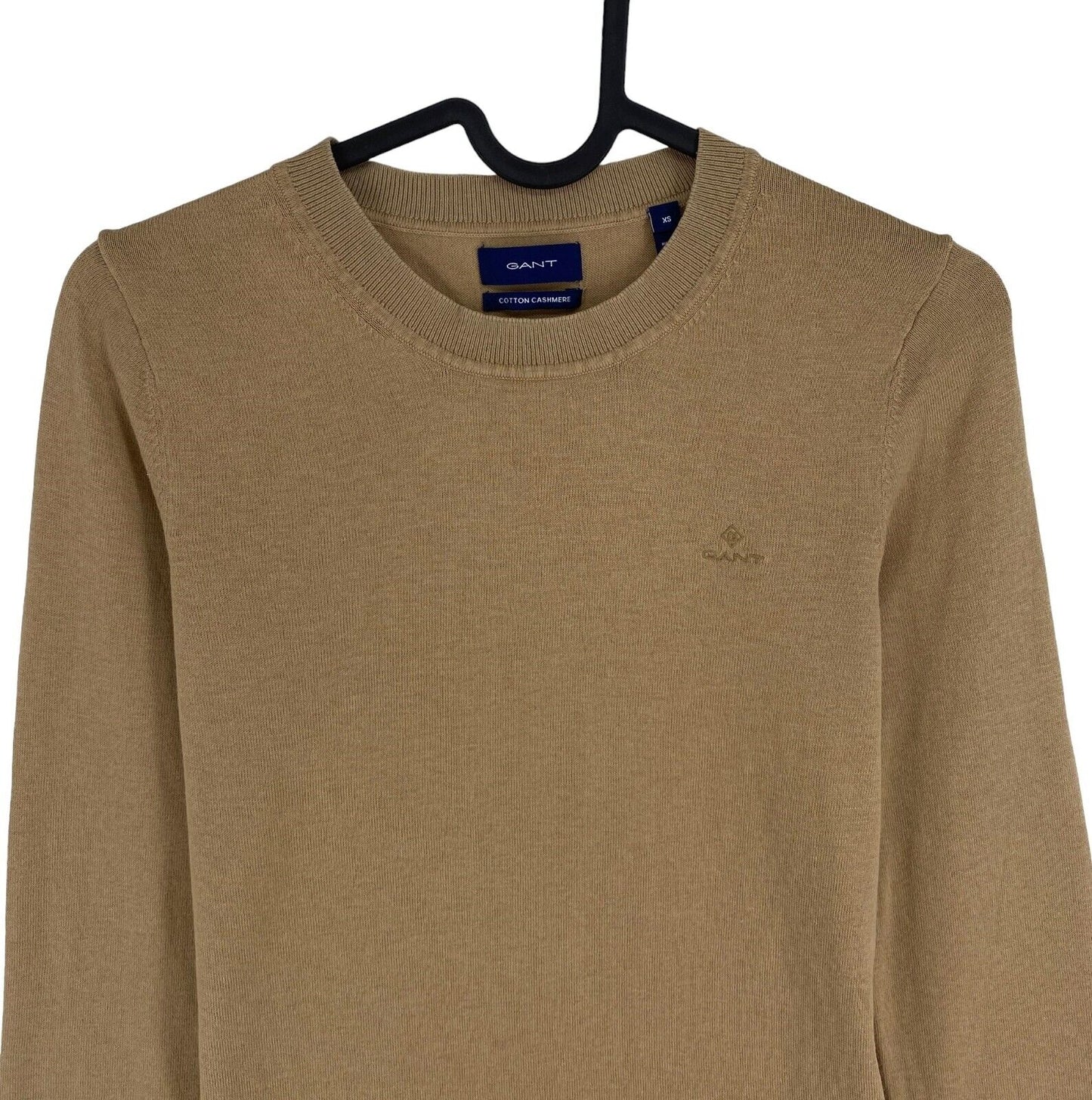 GANT Women Brown Cotton Cashmere Crew Neck Jumper Sweater Size XS