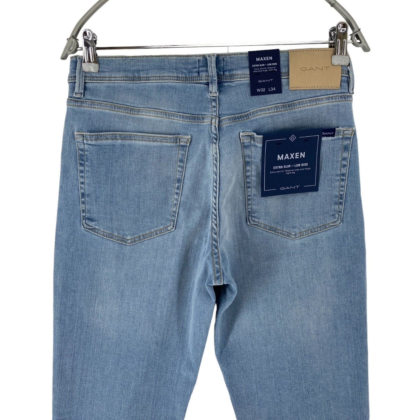 GANT MAXEN Herren Jeans, Stretch, niedrige Taille, extra schmale Passform, Hellblau, W32 L34