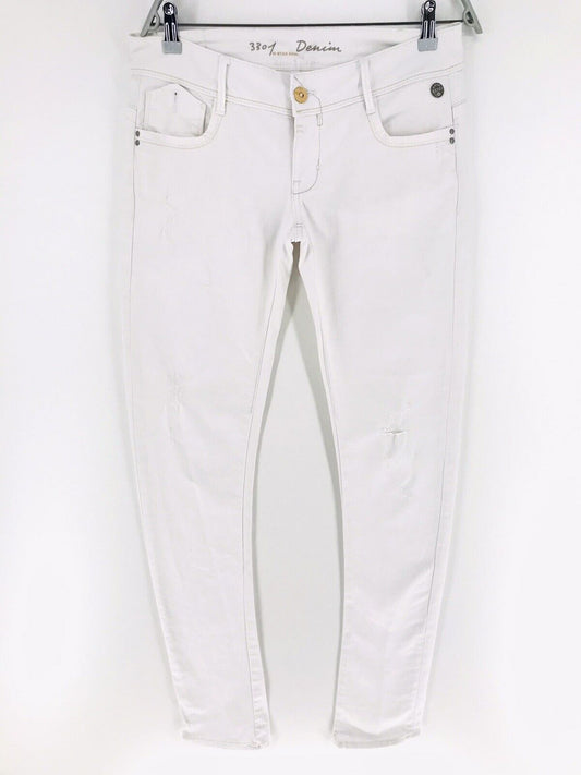 G-STAR 3301 ROYCE 070 EMBRO Women White Skinny Fit Distressed Jeans Size W29 L36