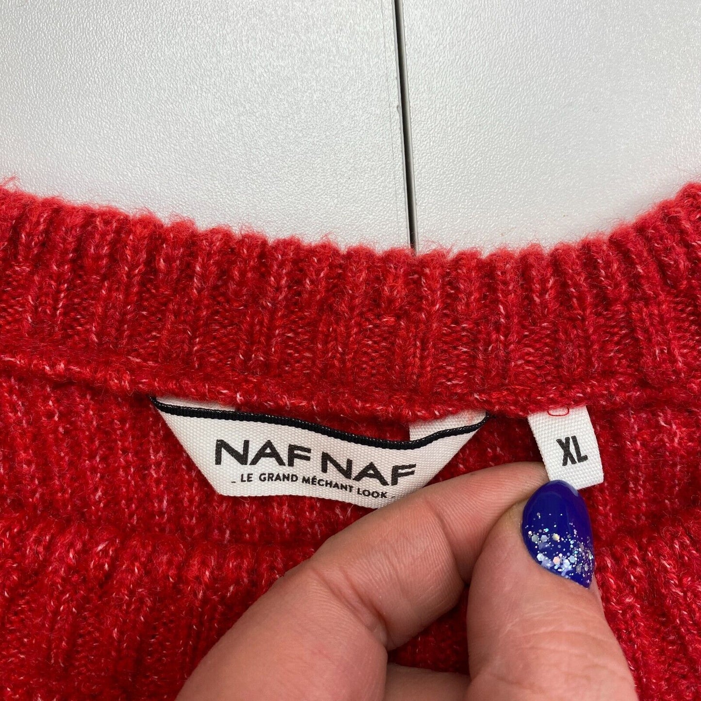 NAF NAF Women Red Crew Neck Jumper Sweater Size XL