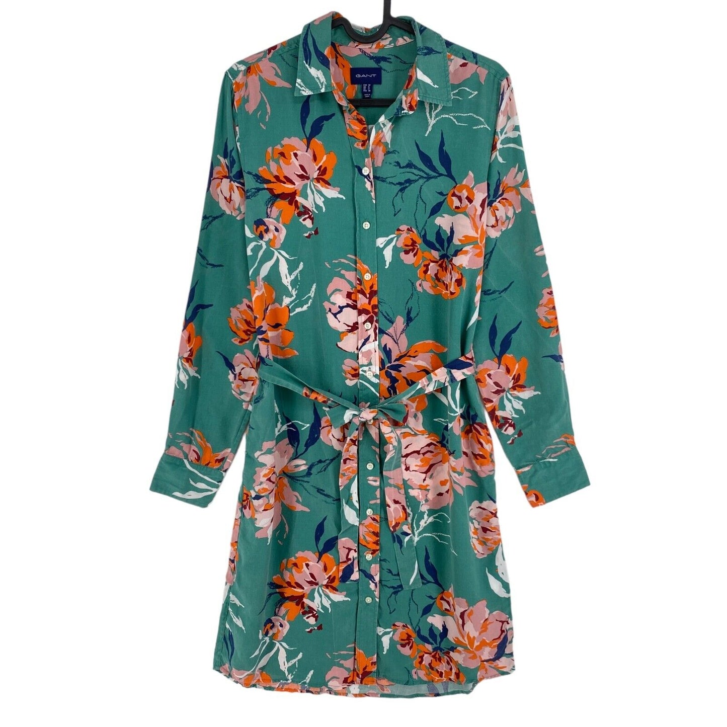 GANT Green Peonies Print Long Sleeves Shirt Dress Size EU 34 UK 6 US 4