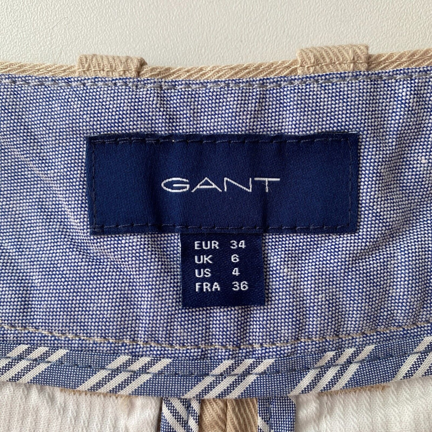 GANT Women Beige Regular Fit Denim Pleated Shorts Size EUR 34 UK 6 US 4 W24