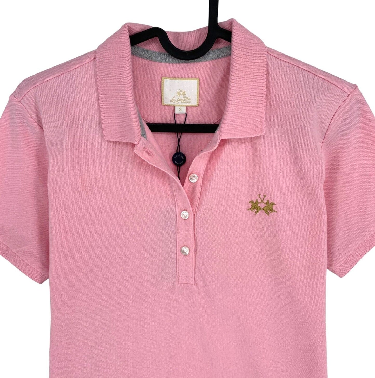 LA MARTINA Women Pink SS Piquet Polo Shirt Size 3 / M