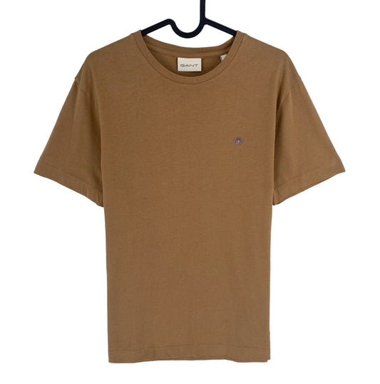 GANT Men Brown Regular Shield Crew Neck Short Sleeves T Shirt Size S