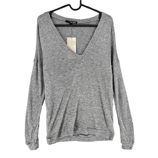 TALLY WEiJL Pull gris foncé à manches longues et col en V Taille S