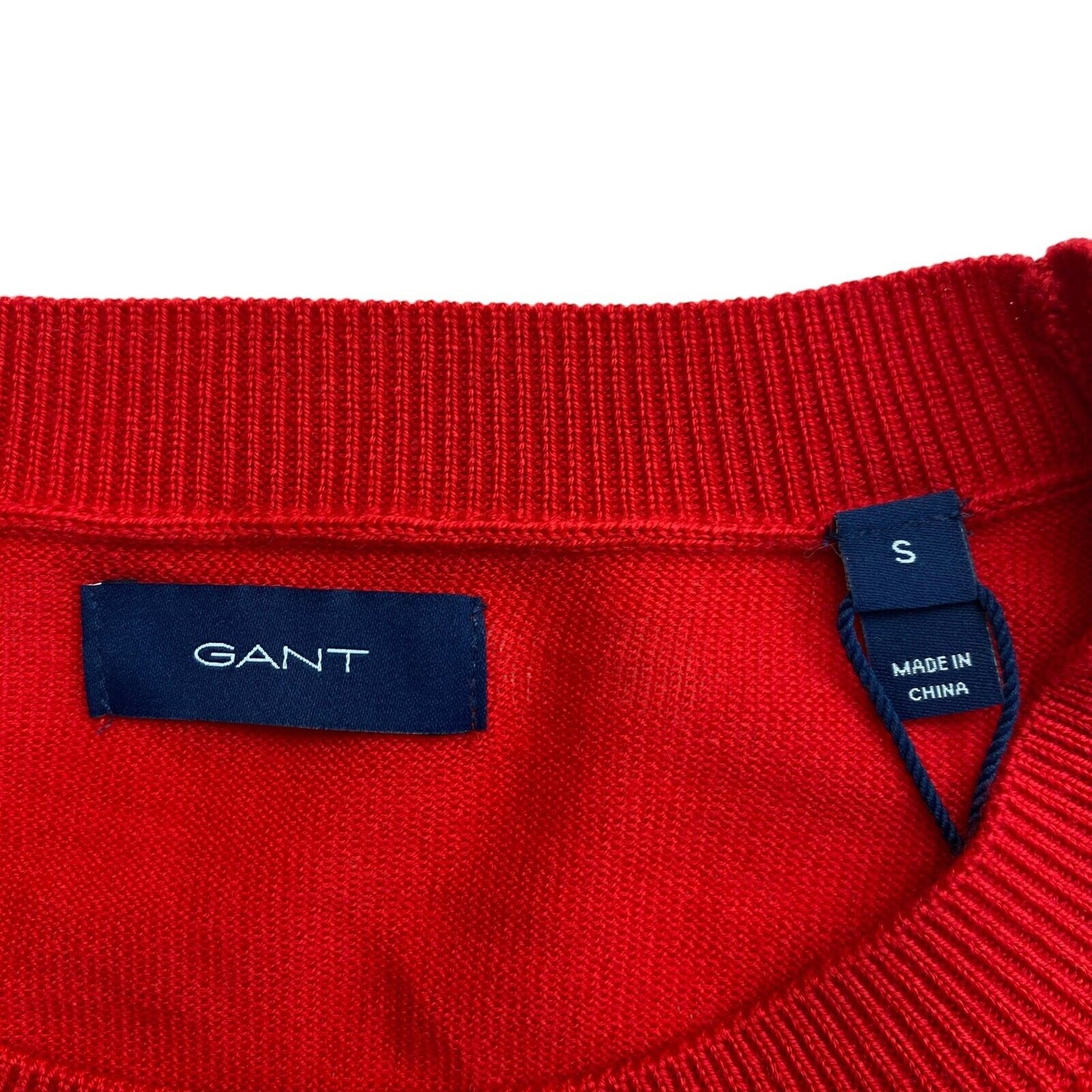 GANT Roter Pullover mit Rundhalsausschnitt, 100 % Wolle, Größe S