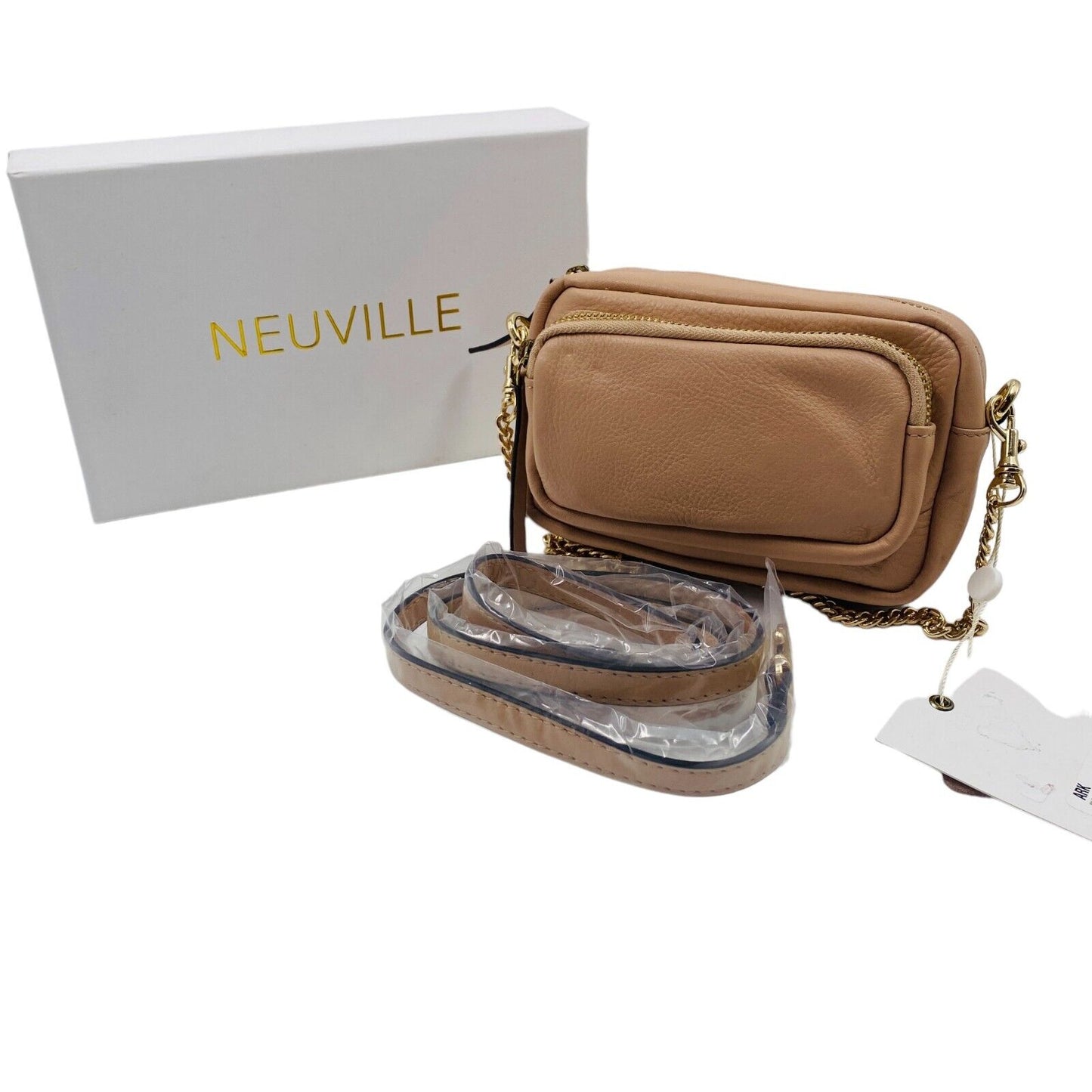 NEUVILLE Light Brown Leather Clutch Bag