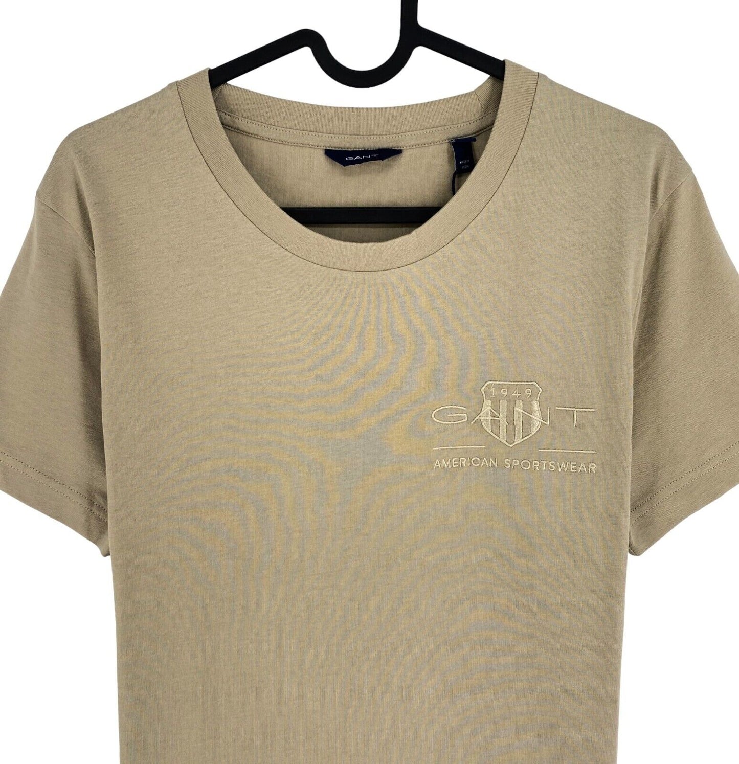 GANT Women Dark Beige Tonal Archive Shield Crew Neck SS T Shirt Size M