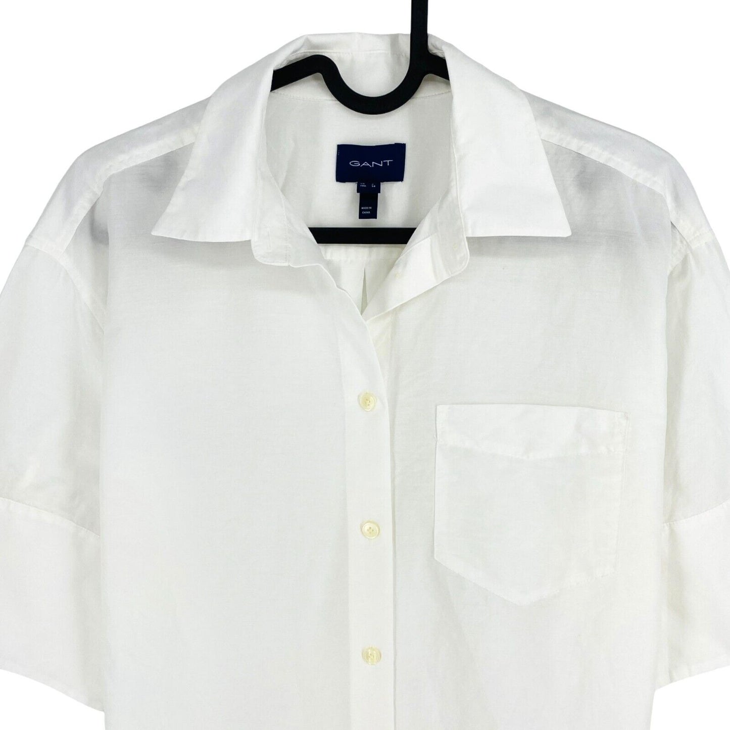 GANT Women White Relaxed Cotton Silk Short Sleeves Shirt Size EU 32 UK 4 US 2