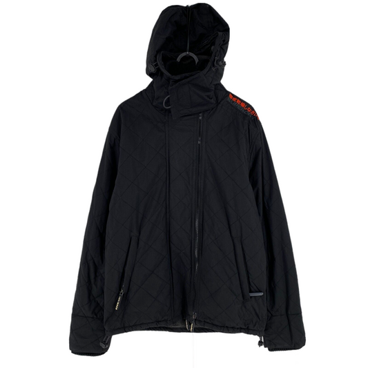 SUPERDRY Original Windcheater Black Quilted Hooded Jacket Coat Size S