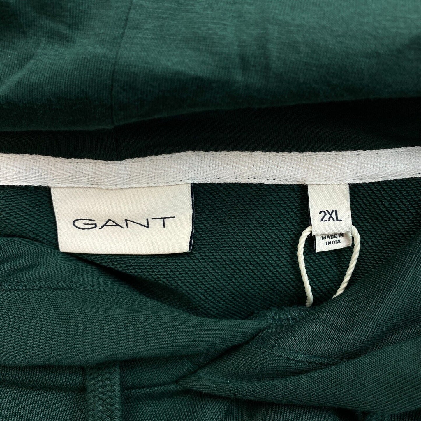 GANT Men Dark Green Logo Hoodie Sweater Pullover Jumper Size 2XL XXL