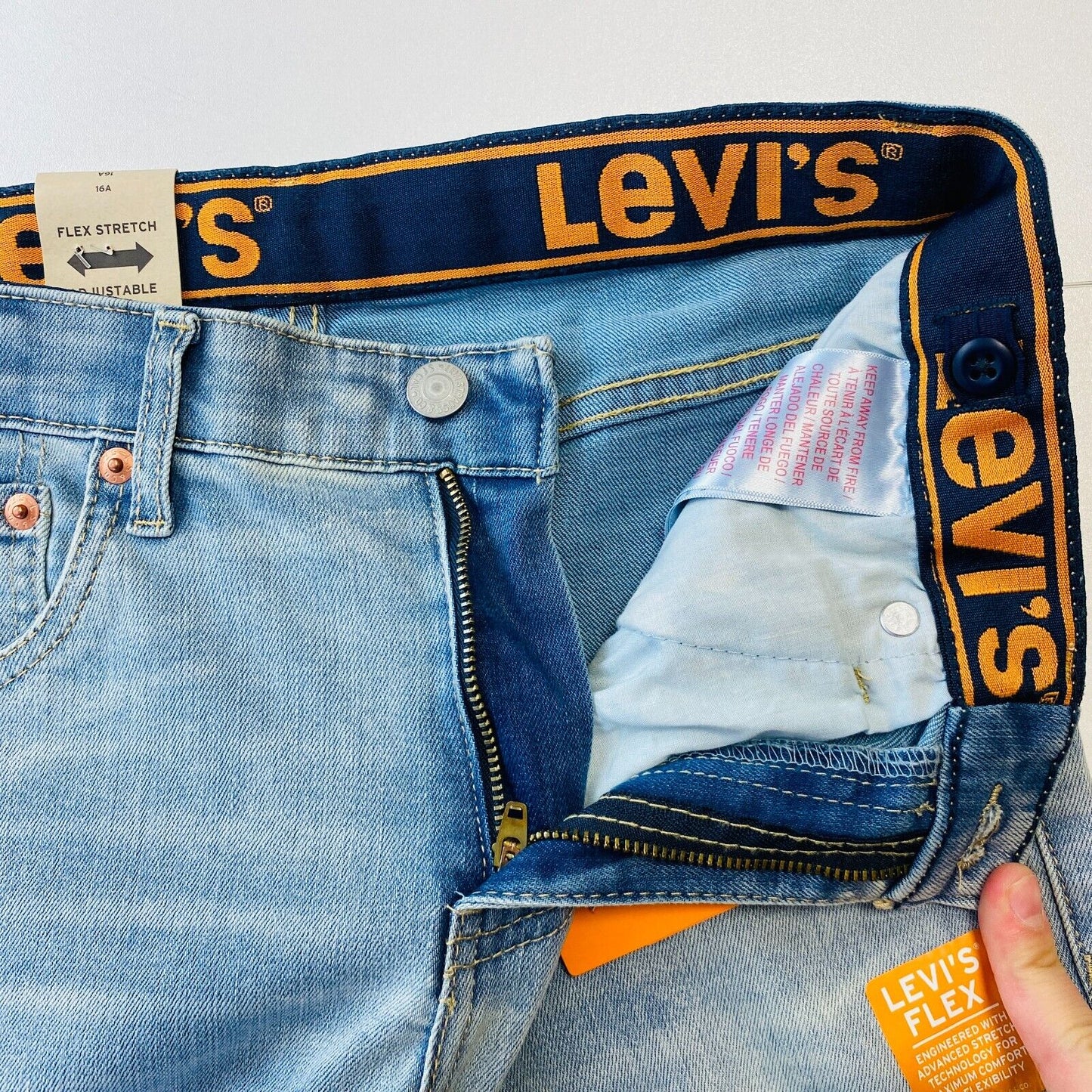 Levi's 510 Boys Blue Stretch Skinny Fit Adjustable Waist Jeans 16 Years 176 cm