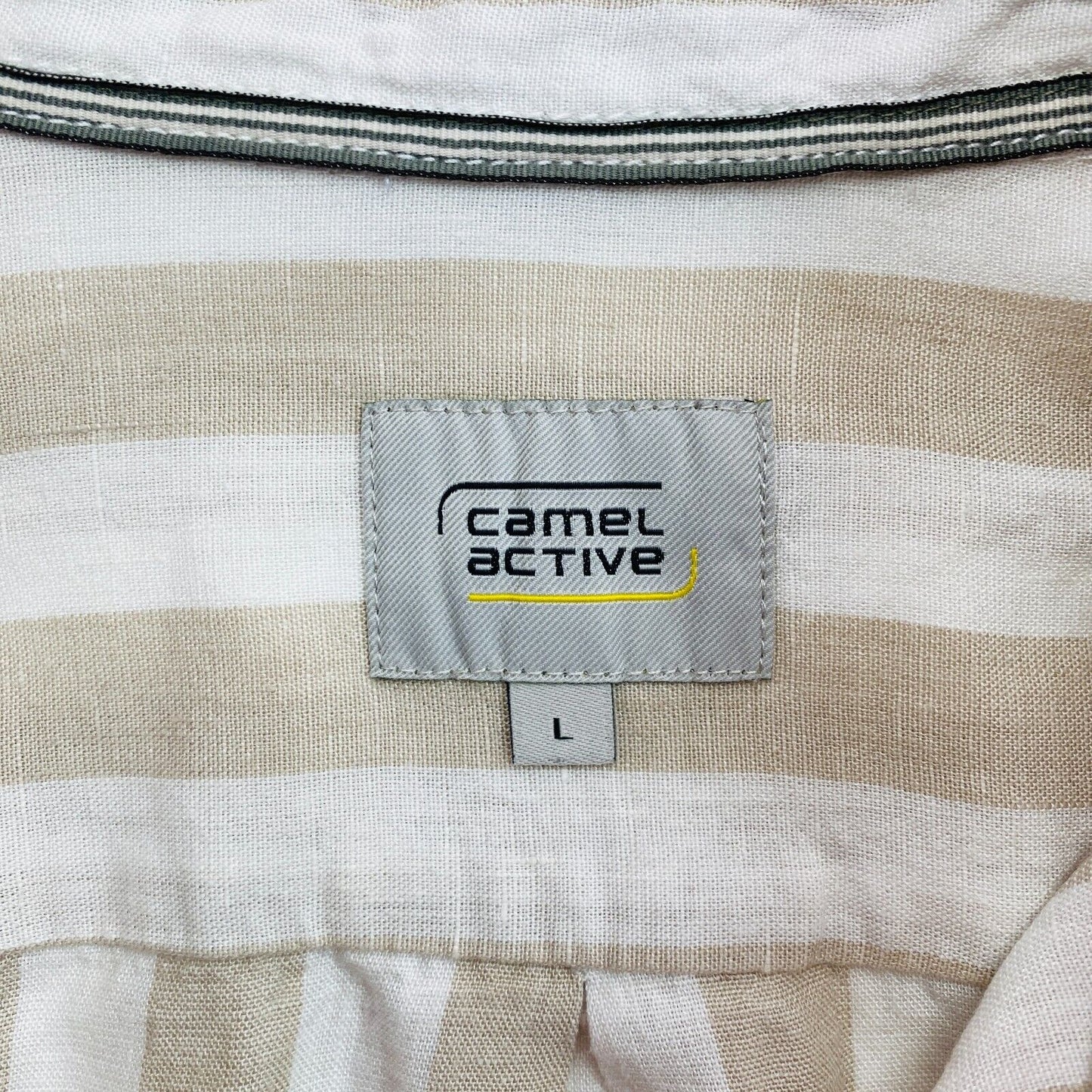 Camel Active Women Beige Linen Blend Striped Long Sleeves Shirt Size L