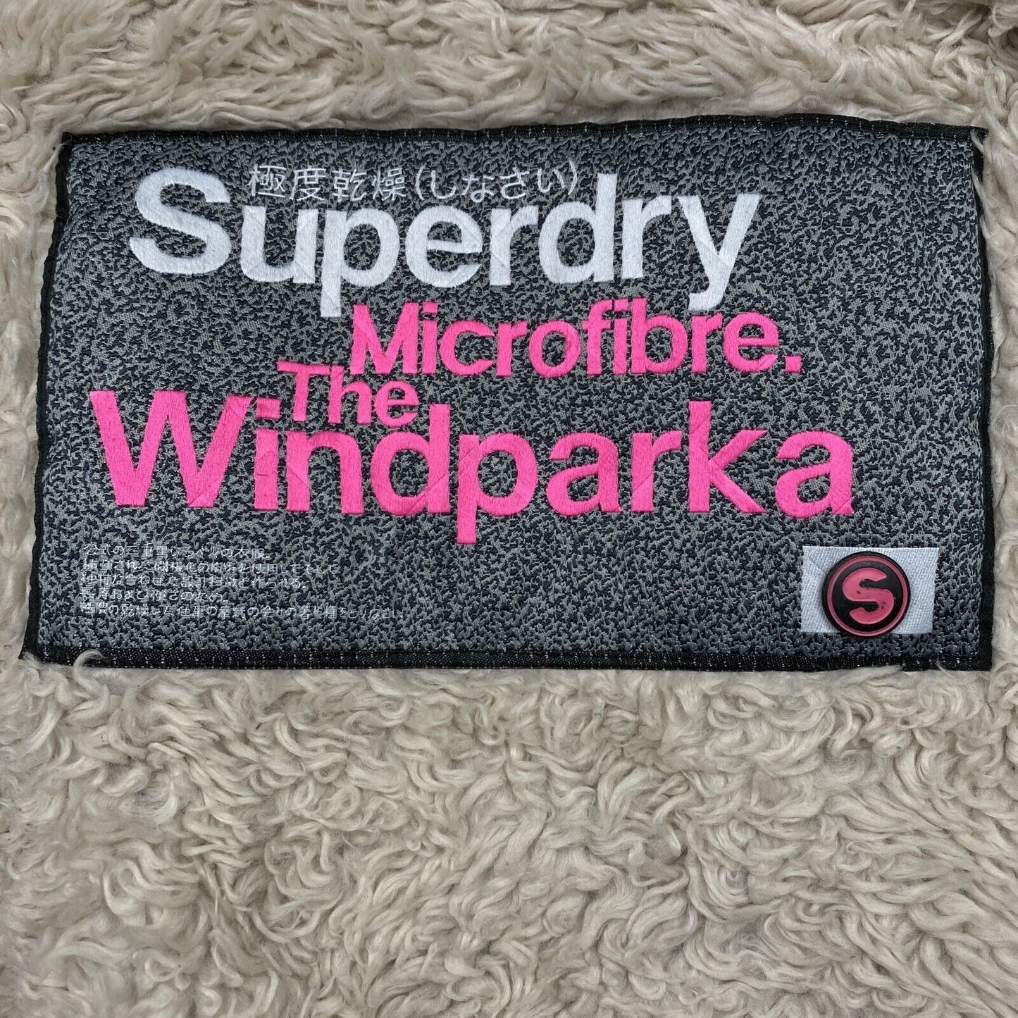 SUPERDRY Microfibre The Windparka Navy Blue Cotton Blend Hooded Jacket Size S