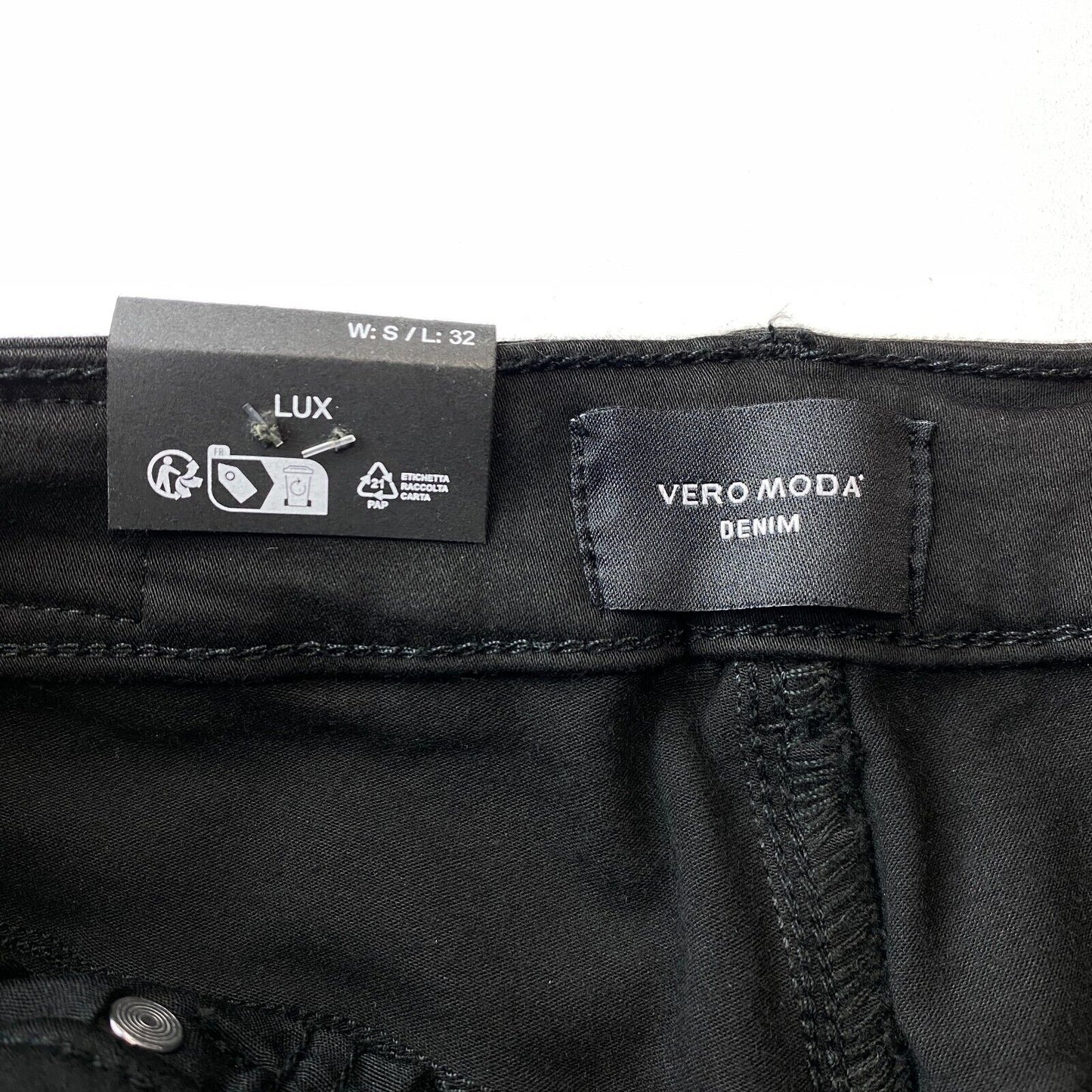 VERO MODA LUX Damen-Jeans, mittelhoher Bund, Skinny Fit, Schwarz, Größe S, W26, L32