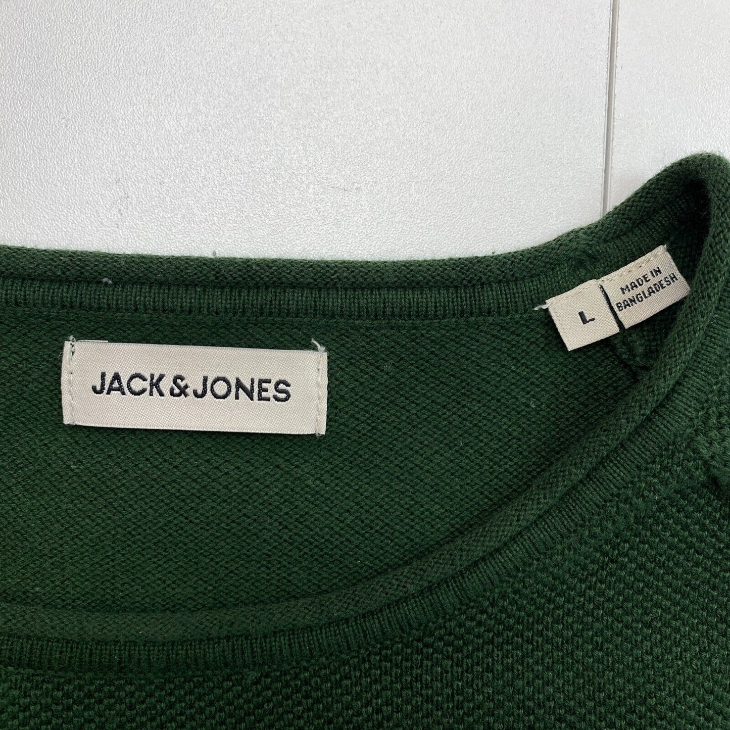 JACK&JONES Dark Green Knit Crew Neck Sweater Pullover Size L