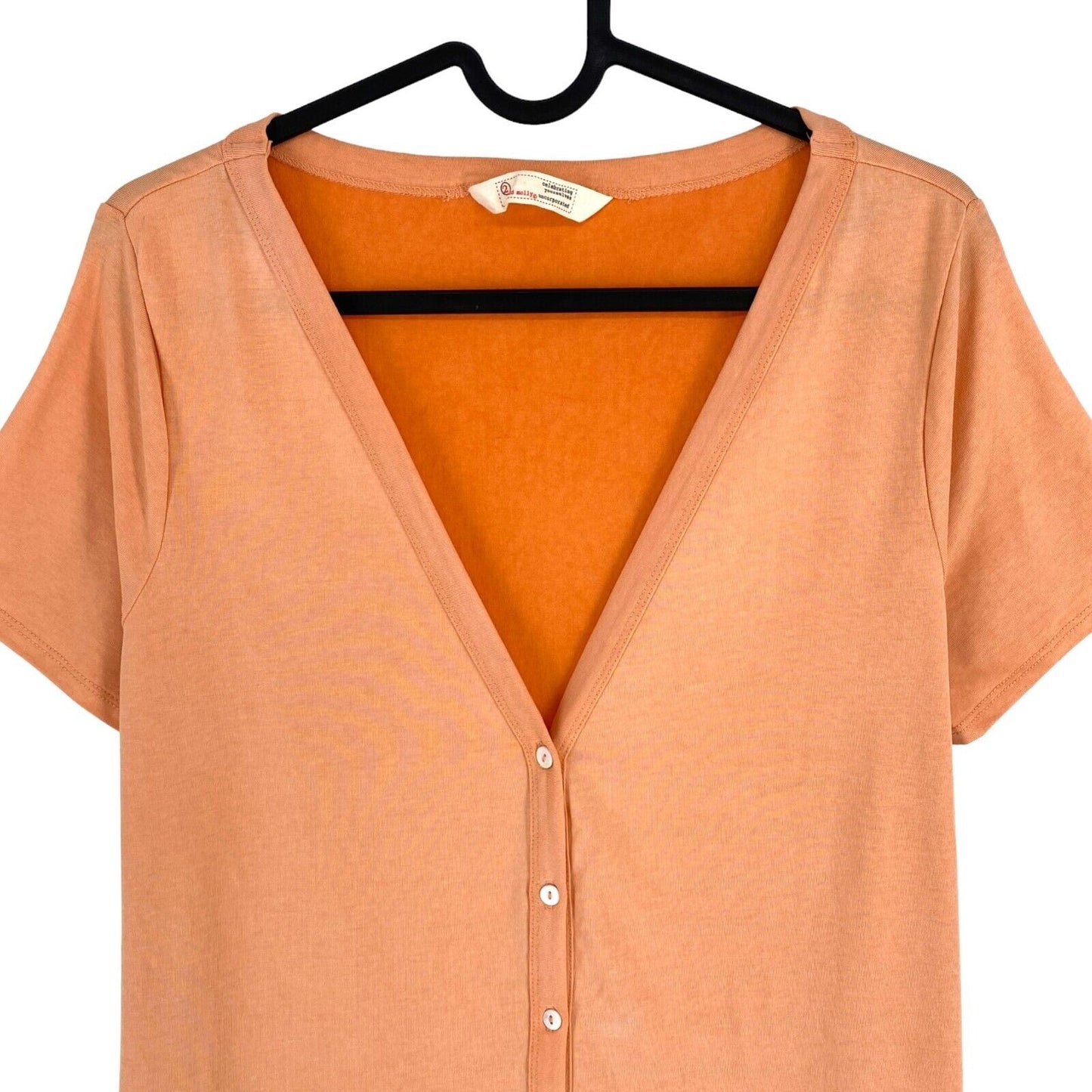 ODD MOLLY Women Light Orange V Neck Dina Ruffle Dress Size 2 / M