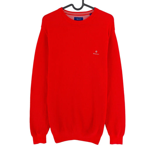 GANT Red Cotton Pique Crew Neck Sweater Jumper Size L