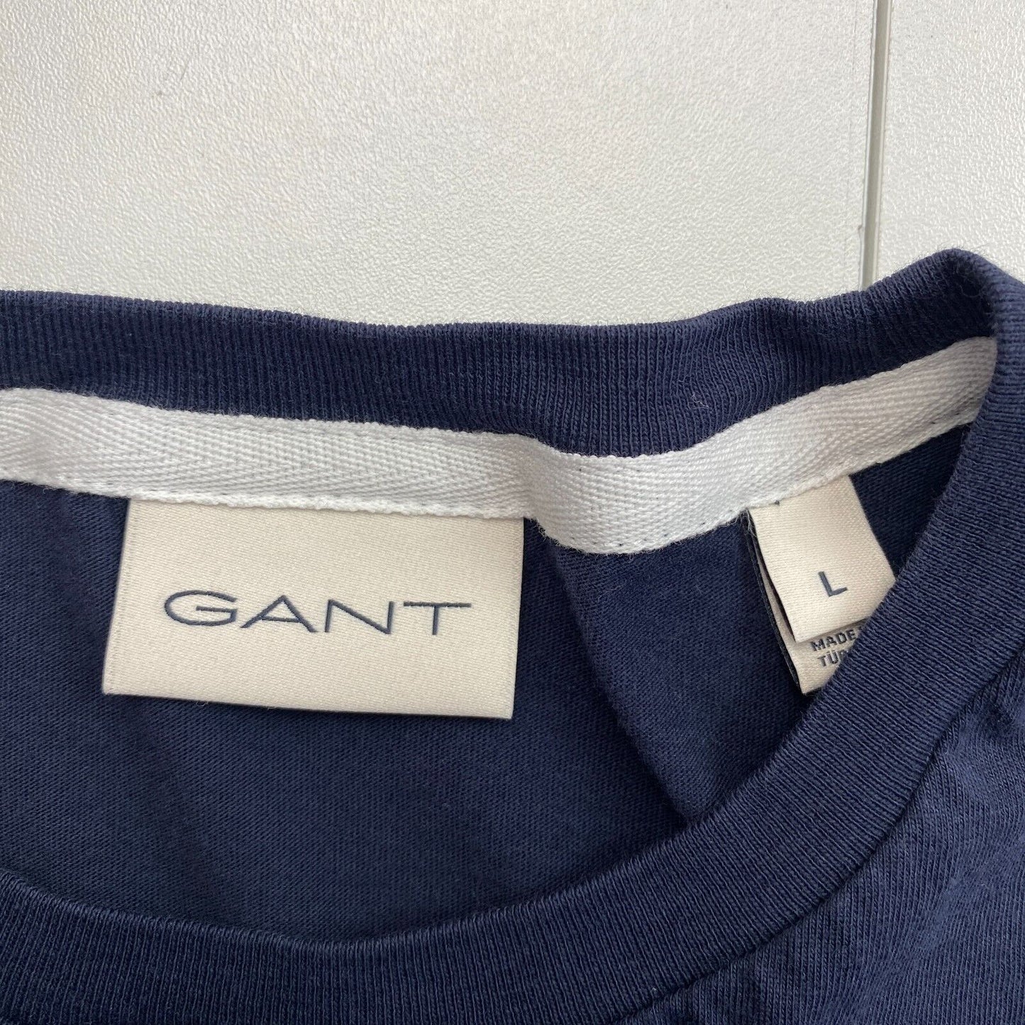 GANT Men Navy Blue Logo Crew Neck Short Sleeve T Shirt Size L