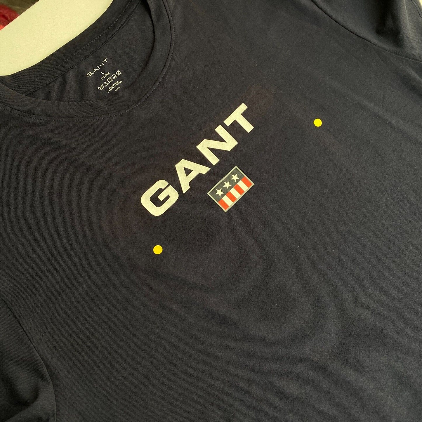 GANT Men Navy Blue Jersey Crew Neck Short Sleeves T Shirt Size L