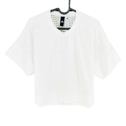 Adidas White Crew Neck Cropped T Shirt Size S