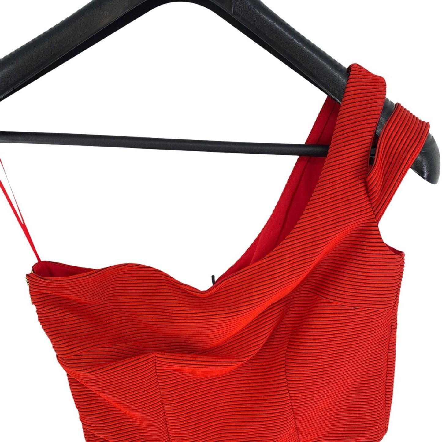 LYNNE Women Red One Shoulder Crop Top Blouse Size L