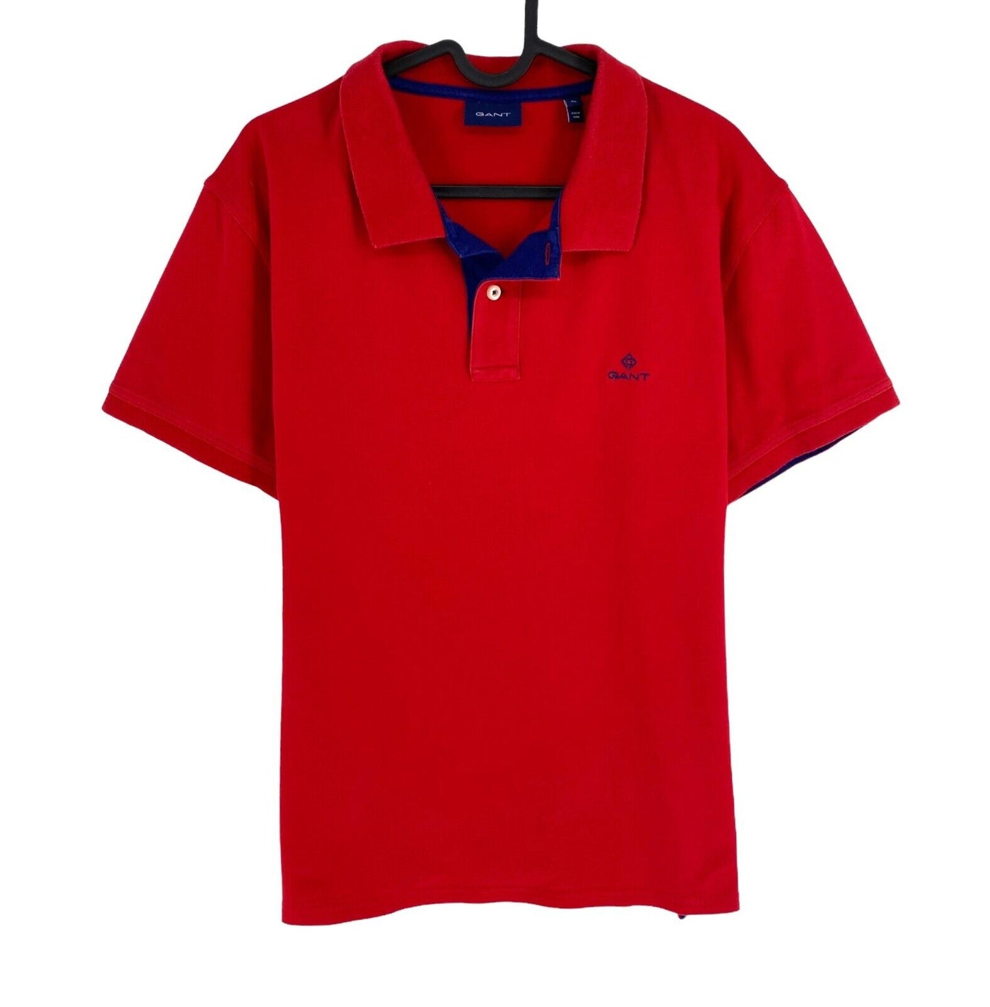 GANT Men Red Contrast Collar Pique Polo Shirt Size XL