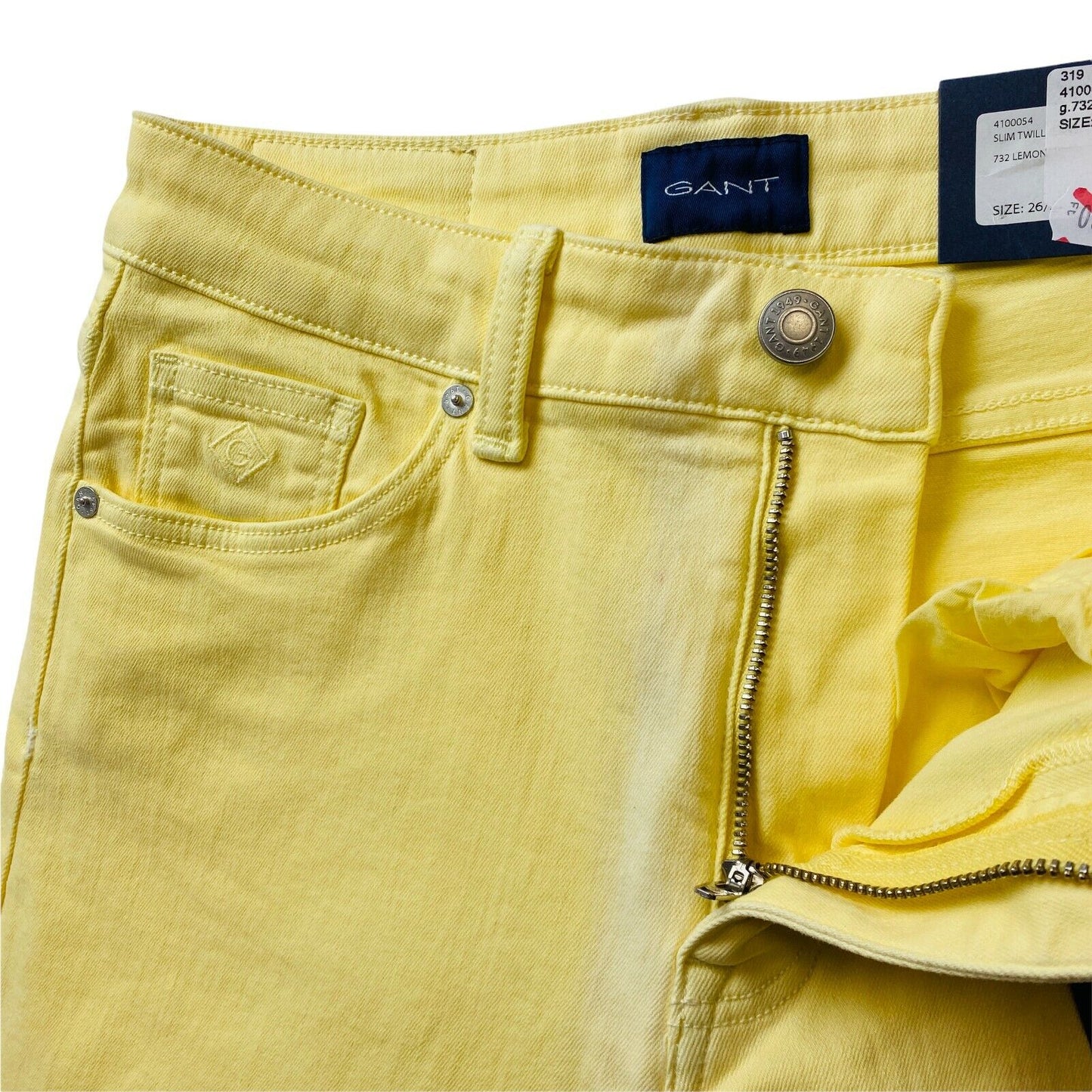 GANT Women Yellow Stretch Mid Rise Slim Tapered Fit Jeans Size W26 L32