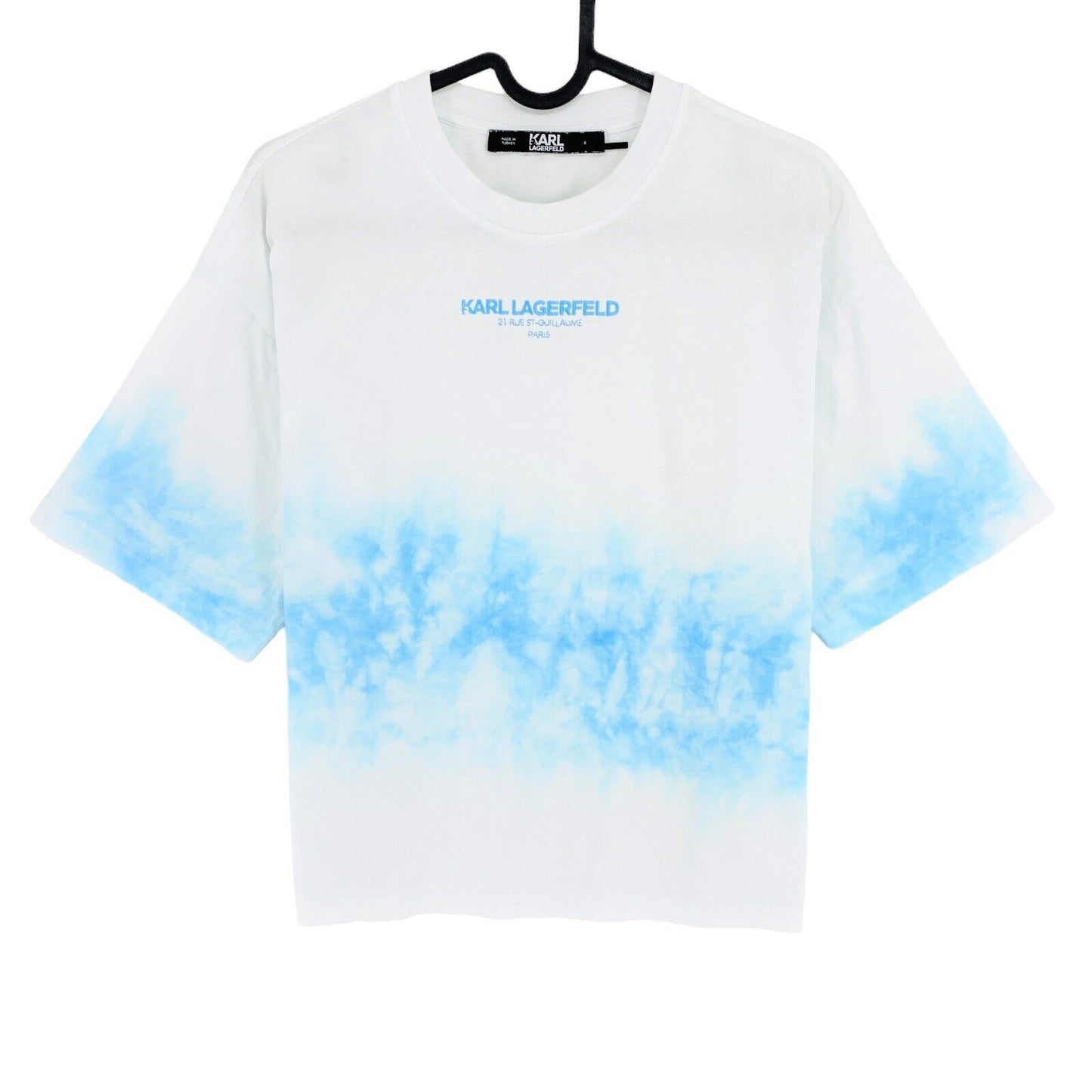 Karl Lagerfeld Blanc Tie Dye Logo Crew Neck T Shirt Taille S