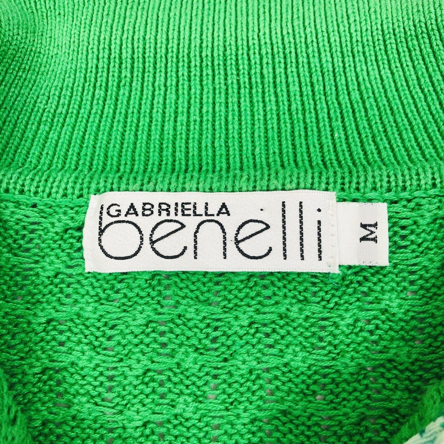 Gabriella Bonelli Designer Zip Neck Green Cotton Jumper Sweater Size M