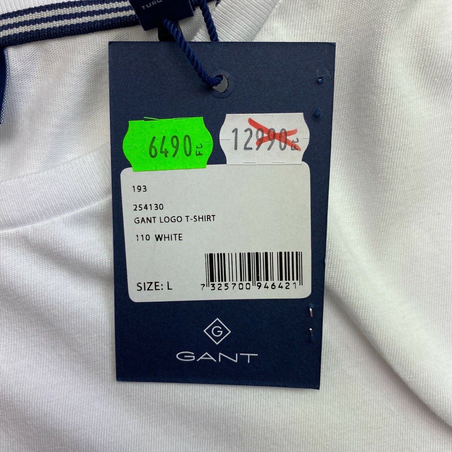 GANT T-shirt à col rond avec logo blanc Taille L