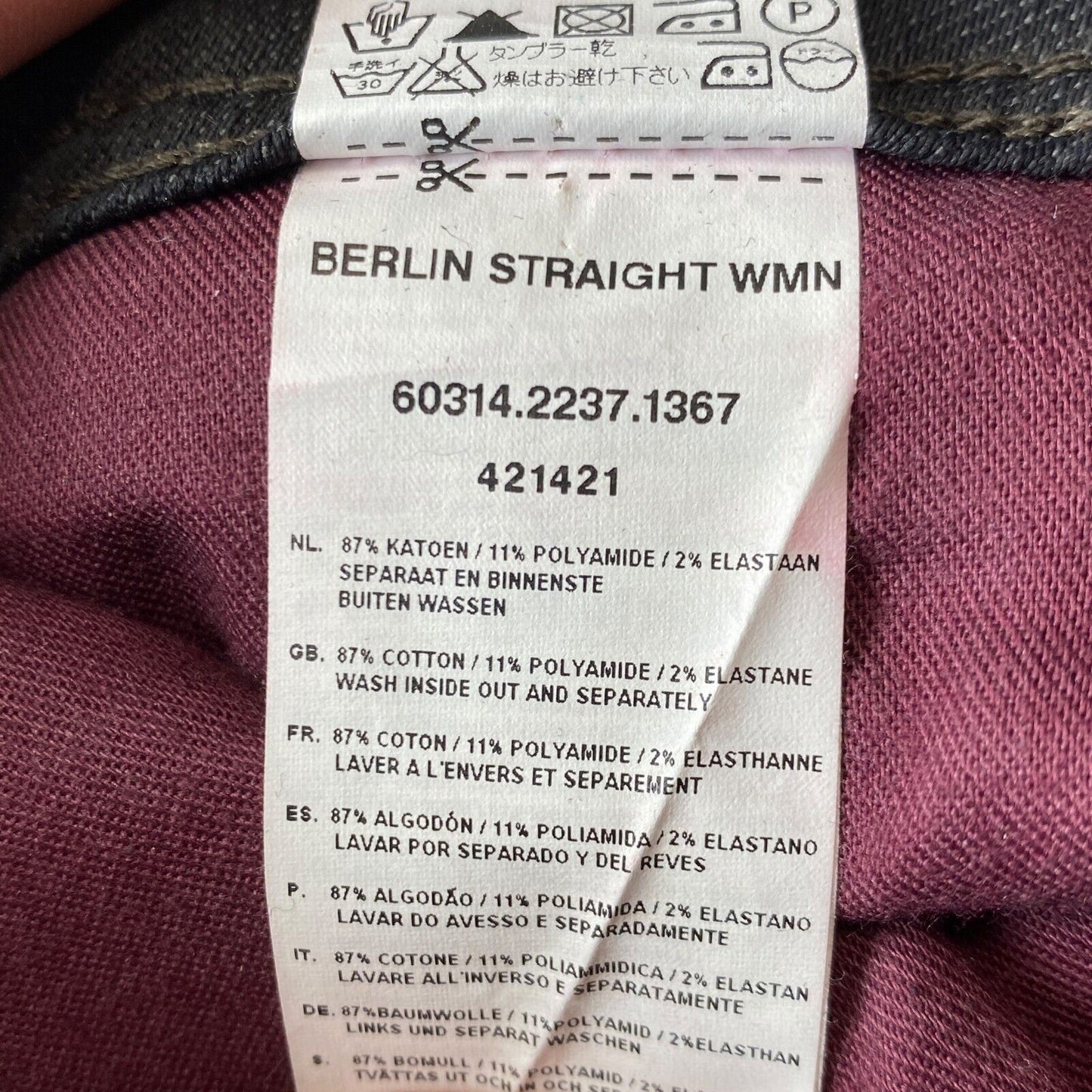 G-STAR BERLIN femme noir coupe droite régulière jean enduit W26 L28