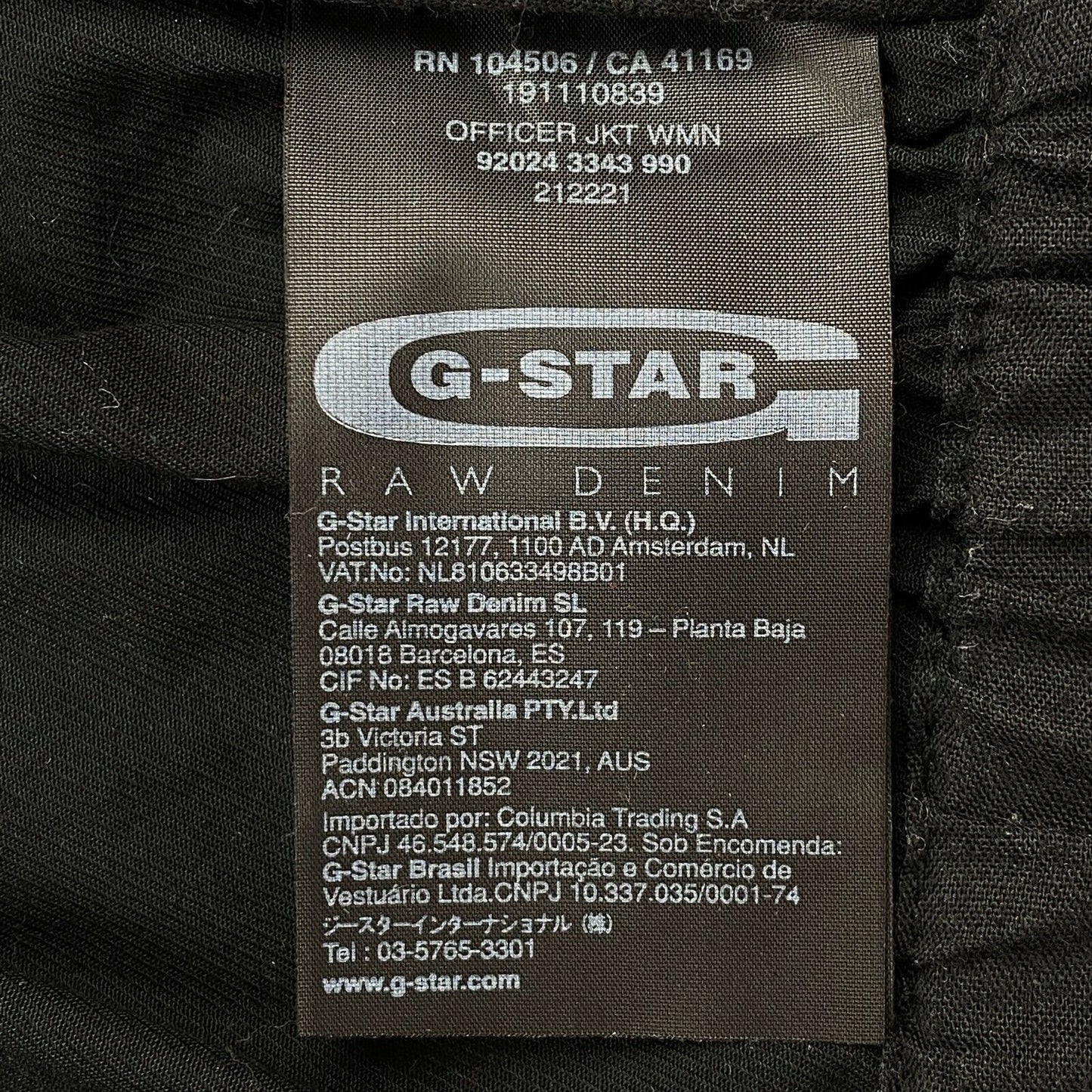 G-STAR RAW OFFICER Black 100% Cotton Jacket Size S