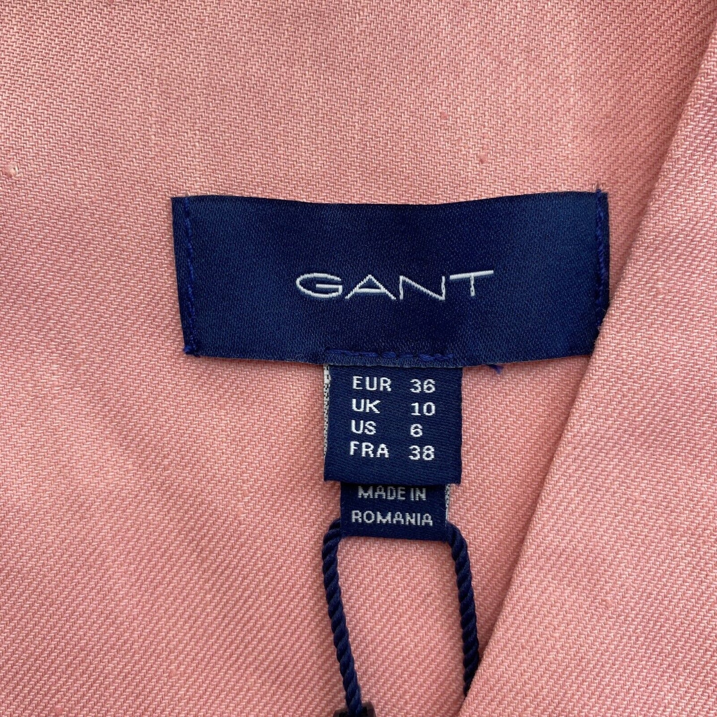 GANT Pink Stretch Linen V Neck Dress Size EU 36 UK 10 US 6