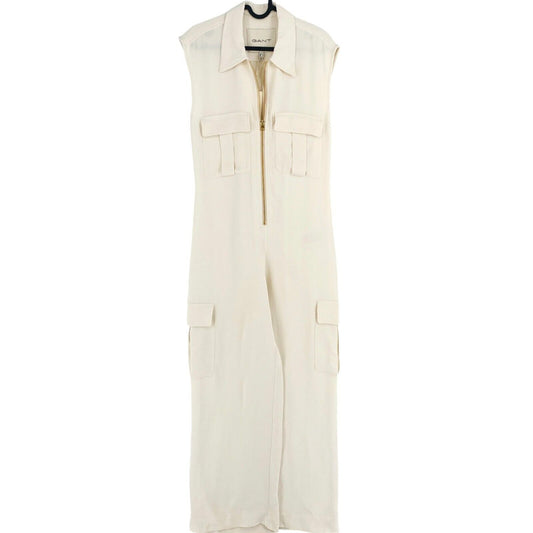 GANT Women Beige Cargo Pockets Long Legs Jumpsuit Playsuit Size EU 34 UK 6 US 4