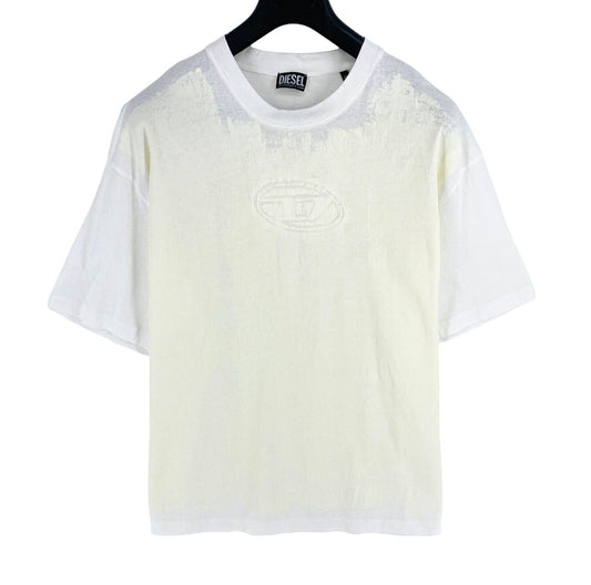 DIESEL Men White T-WASH-E1 Crew Neck Short Sleeves T Shirt Size M