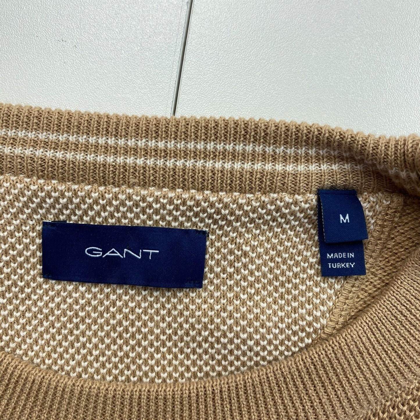 GANT Pull à col rond en coton piqué marron Taille M