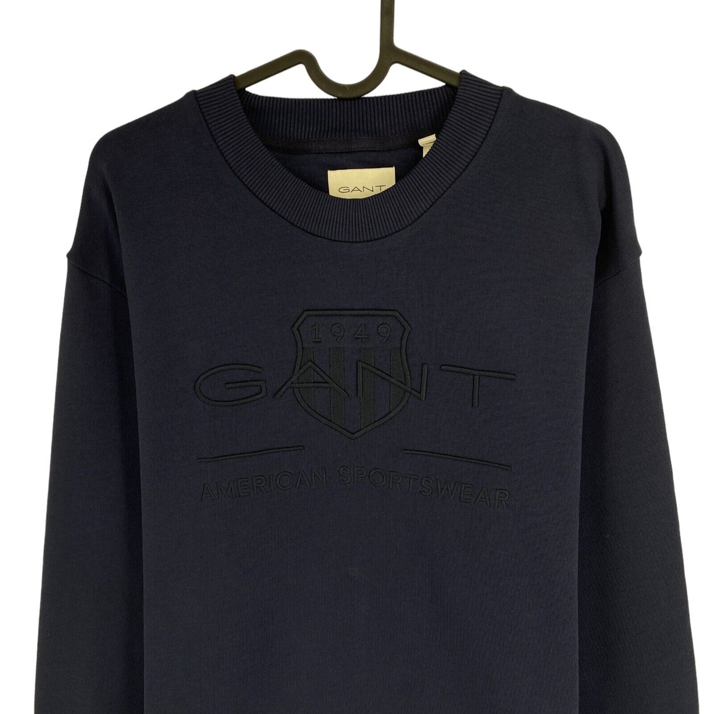 GANT Navy Blue Tonal Archive Shield Crew Neck Sweater Pullover Size L