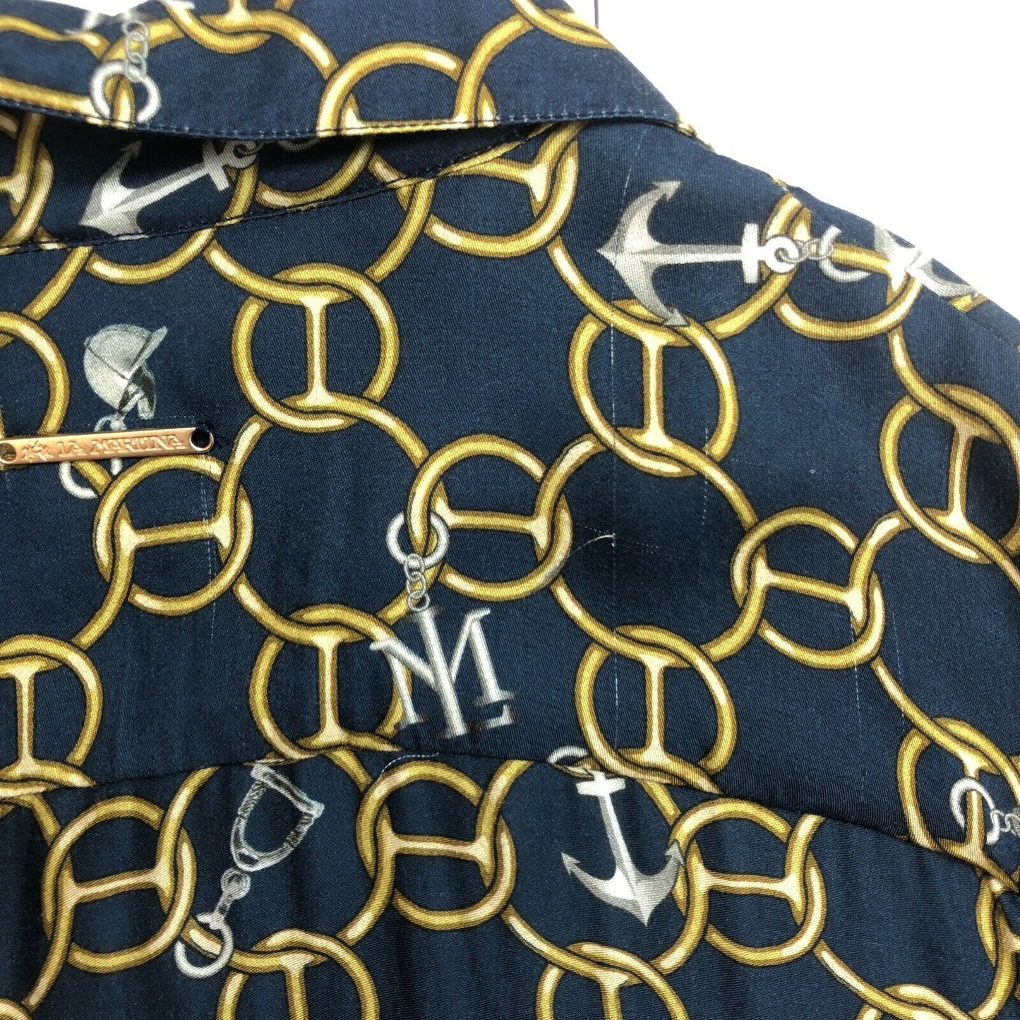 LA MARTINA Navy Blue Chains Print Shirt Size 1 / S