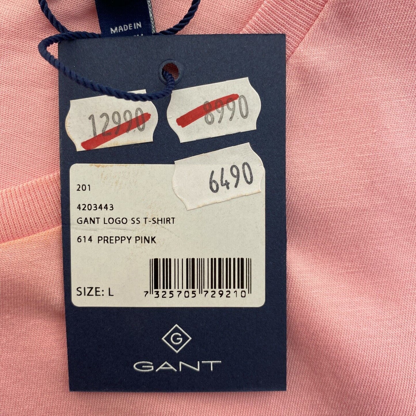 GANT Pink Logo Crew Neck T Shirt Top Size L