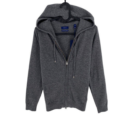 GANT Gris foncé 100% Laine Pull à capuche entièrement zippé Taille XS