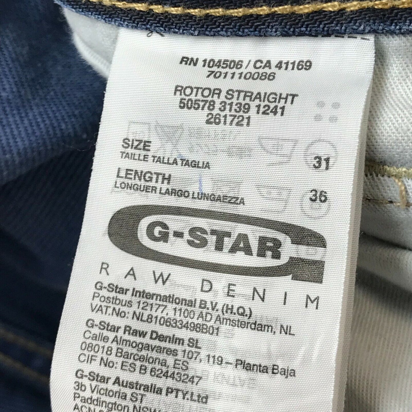 G-STAR RAW ROTOR Dunkelblaue Jeans mit normaler gerader Passform, Größe W31 L34