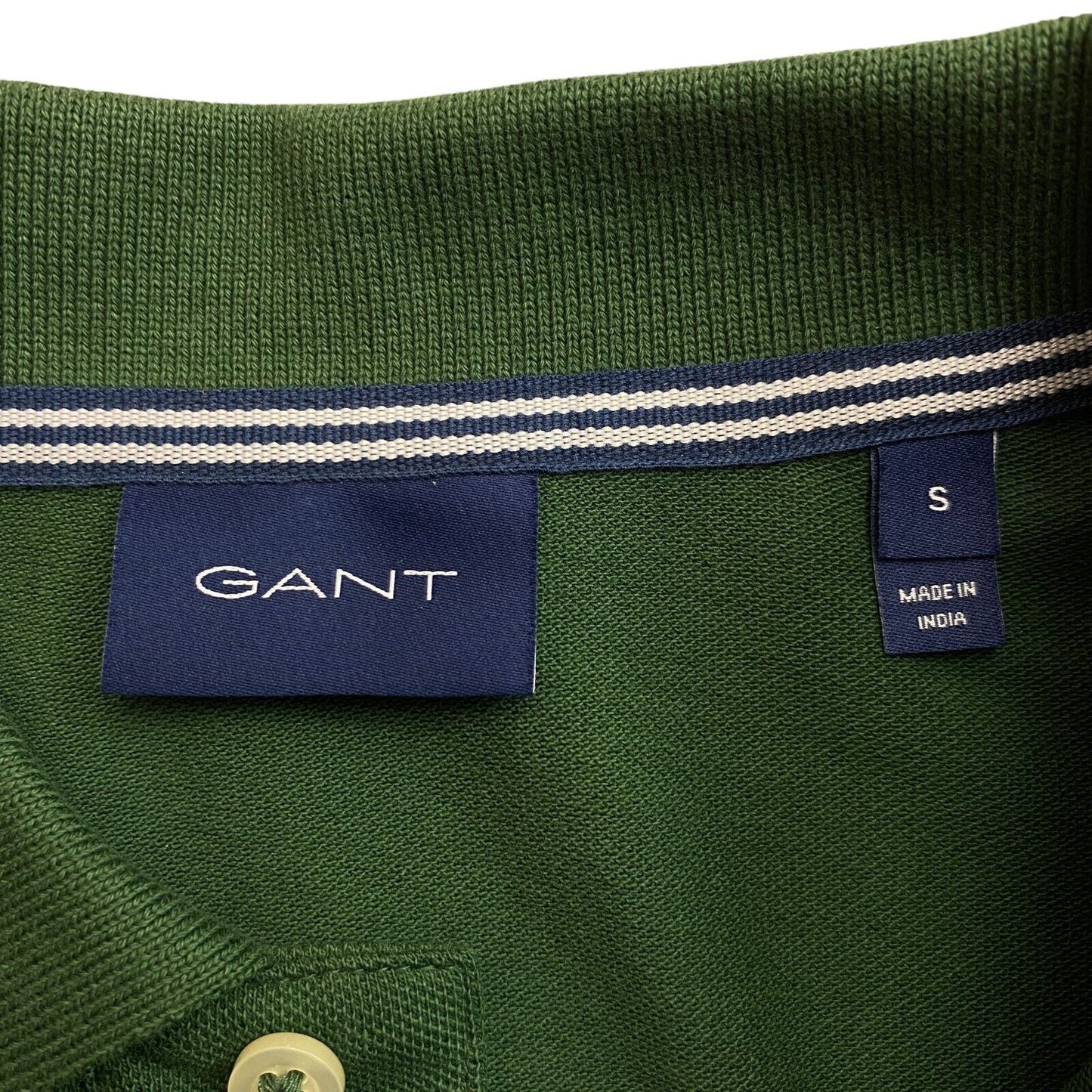 GANT Dark Green Solid Pique Long Sleeves Rugger Polo Shirt Size S