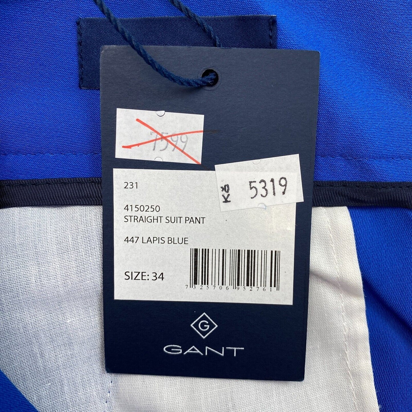 GANT Blue Straight Leg Suit Pants Trousers Size EU 34 UK 6 US 4