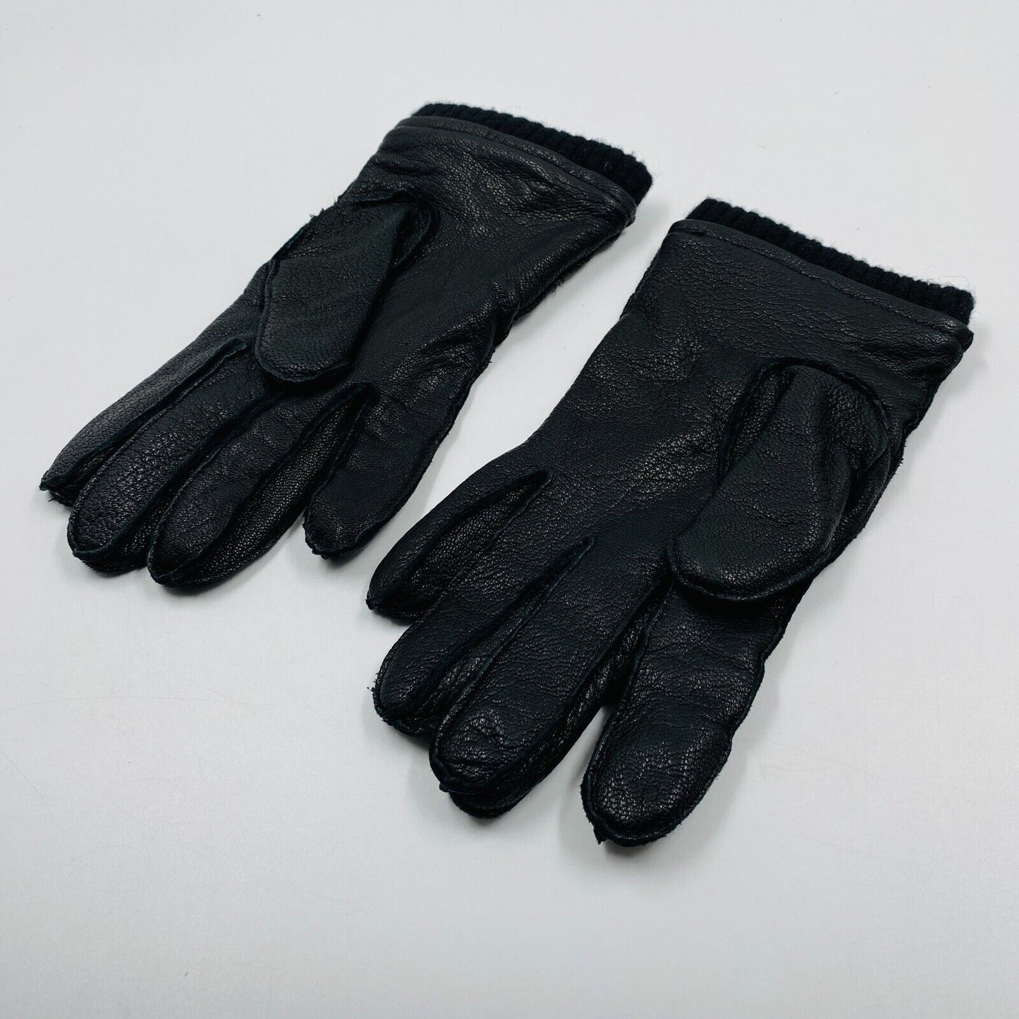 GANT Mens Black Leather Cashmere Wool Blend Lining Warm Gloves Size M